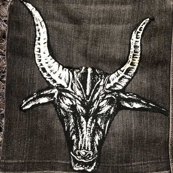 DIY Baphomet Denim Skirt - Picture 2 of 6